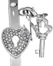 It Really Locks!, The Key To My Heart, "Initial W ", Cuff Crystal Bracelet, Hypoallergenic, Safe-Nickel, Lead, Free
