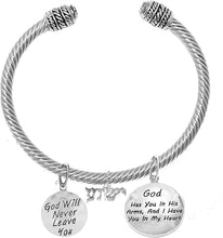 Yeshua (Jesus in Hebrew) Named by an Angel, God Has You in His Arms, and I Have You in My Heart, Adjustable Bracelet, Hypoallergenic, Safe-Nickel, Lead, Cadmium Free