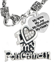 Policeman's, I Love My Policeman, My Wife, My Joy, My Sunshine, Wheat Chain Necklace, Hypoallergenic, Safe-Nickel, Lead, Free
