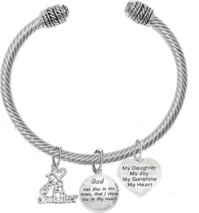 Army Mom, My Daughter, God Has You In His Arms And I Have You In My Heart, Adjustable, Hypoallergenic Safe, No Nickel, Lead, Or Poisonous Cadmium In Bracelet