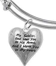 Army, My Soldier, God Has You in His Arms and I Have You in My Heart, Adjustable, Hypoallergenic Safe, No Nickel, Lead, Or Poisonous Cadmium in Bracelet