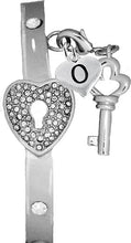 It Really Locks!, The Key To My Heart, "Initial O ", Cuff Crystal Bracelet, Hypoallergenic, Safe-Nickel, Lead, Free