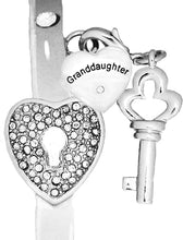 Message Bracelet, Granddaughter, The Key to My Heart Genuine Crystal Bracelet, It Really Locks! Hypoallergenic, Safe-Nickel, Lead, Free