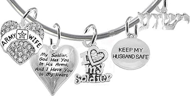 Army, My Soldier, God Has You In His Arms And I Have You In My Heart, Keep My Husband Safe,Adjustable Bracelet, Hypoallergenic Safe, No Nickel,Lead,Or Poisonous Cadmium
