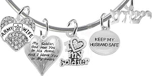 Army, My Soldier, God Has You In His Arms And I Have You In My Heart, Keep My Husband Safe,Adjustable Bracelet, Hypoallergenic Safe, No Nickel,Lead,Or Poisonous Cadmium