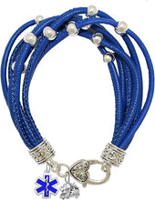 Dispatcher Genuine Crystal Heart, Beating Heart, On A Blue Leather " Hypoallergenic Bracelet, Nickel, Lead, And Poisonous Cadmium Free