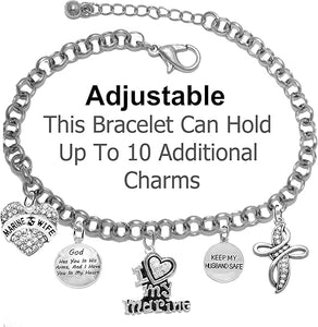 Marine, My Husband, God Has You In His Arms And I Have You In My Heart,Genuine Crystal Cross, Adjustable, Hypoallergenic Safe, No Nickel, Lead, Or Poisonous Cadmium