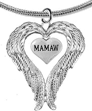 Guardian Angel, Heart (Love) Shaped Wings for Mamaw Necklace, Adjustable, Hypoallergenic, Safe-Nickel, Lead, Free