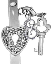 It Really Locks!, The Key To My Heart, "Initial E", Cuff Crystal Bracelet, Hypoallergenic, Safe-Nickel, Lead, Free