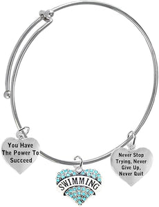 Never Stop Trying, Never Quit 3 Charm Adjustable Bracelet, Hypoallergenic, Safe-Nickel Free, No Poisonous Lead Or Cadmium