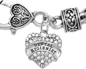 Dental Hygienist, Crystal Heart Bracelet, Safe-Nickel, Lead & Cadmium Free!