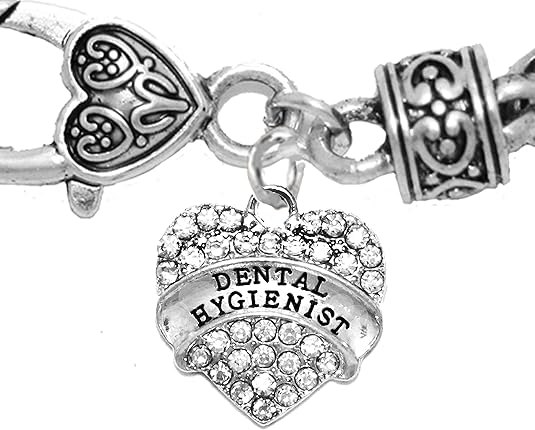 Dental Hygienist, Crystal Heart Bracelet, Safe-Nickel, Lead & Cadmium Free!