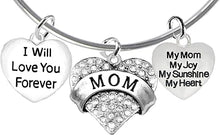 Mom, I Will Love You Forever, My Mom, My Joy, My Sunshine, My Heart, Adjustable Bracelet, Hypoallergenic, Safe-Nickel, Lead, Free