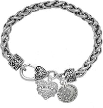 Grandma, Abuela Full Crystal Heart, I Love You To The Moon And Back On A Antique Wheat Chain Bracelet, Hypoallergenic Safe- No Nickel. Lead, Or Poisonous Cadmium