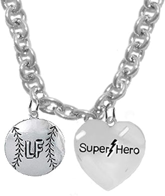 LEFT FIELD, Softball/Baseball, SUPER HERO, She is/He is, Special, Sterling Silver, Solid .925 Sterling, Not Plated Or Coated,18 Inch Necklace.Charm,Nickel,Lead Free.Fast