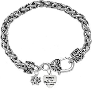 Mom, Worlds Greatest Mom,.My Mom, My Joy, My Sunshine, My Heart, Bracelet, Hypoallergenic, Safe-Nickel, Lead, Free