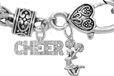 Cheer, Jumping Cheerleader, Hypoallergenic Genuine Crystal Charm Bracelet, Nickel, Lead, And Cadmium Free