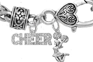 Cheer, Jumping Cheerleader, Hypoallergenic Genuine Crystal Charm Bracelet, Nickel, Lead, And Cadmium Free