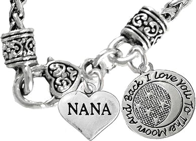 Nana And I Love You To The Moon And Back Necklace Hypoallergenic, Safe-Nickel, Lead & Cadmium Free
