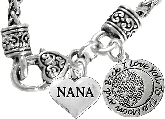 Nana And I Love You To The Moon And Back Necklace Hypoallergenic, Safe-Nickel, Lead & Cadmium Free