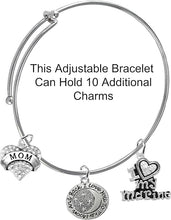 Marine Mom, I Love You to The Moon and Back, Crystal I Love My Marine, Adjustable Miracle Wire Bracelet, Hypoallergenic, Safe-Nickel, Lead, Cadmium Free