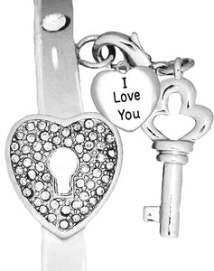Message Bracelet, I Love You, The Key to My Heart, It Really Locks! Hypoallergenic, Safe-Nickel, Lead, Free