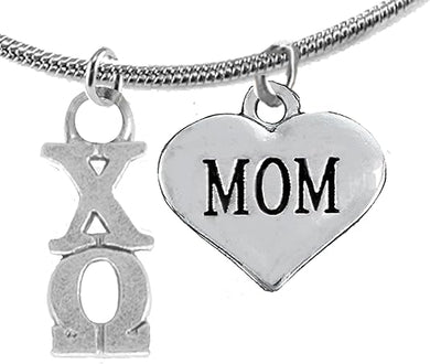 Chi Omega Mom, Hypoallergenic Safe Adjustable Fits Anyone Licensed Sorority Jewelry Manufacturer