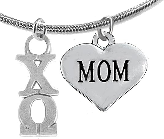 Chi Omega Mom, Hypoallergenic Safe Adjustable Fits Anyone Licensed Sorority Jewelry Manufacturer