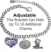 Air Force, I Love You to The Moon and Back, I Love My Airman, Adjustable Rolo Chain Bracelet, Hypoallergenic, Safe-Nickel, Lead, Cadmium Free