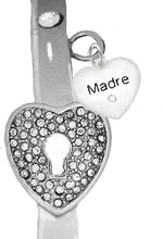 Message Bracelet, Madre, The Key to My Heart, Genuine Crystal Bracelet, It Really Locks! Hypoallergenic, Safe-Nickel, Lead, Free