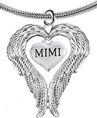 Guardian Angel, Heart (Love) Shaped Wings for Mimi Necklace, Adjustable, Hypoallergenic, Safe-Nickel, Lead, Free