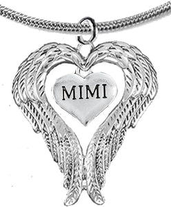 Guardian Angel, Heart (Love) Shaped Wings for Mimi Necklace, Adjustable, Hypoallergenic, Safe-Nickel, Lead, Free