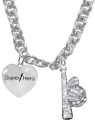 Super Hero, Crystal Hat And Bat, Softball/Baseball, Sterling Silver, Solid .925 Sterling, Not Plated Or Coated,18 Inch Necklace.Charm,Nickel,Lead Free.Fast