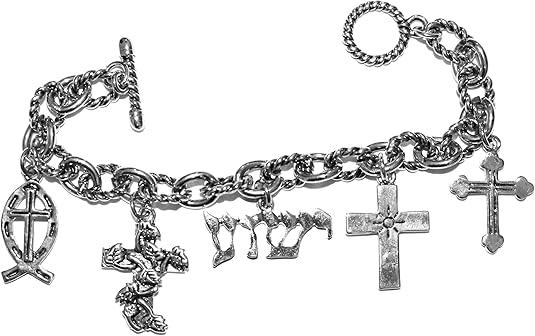 Messianic Four Amazing Crosses And Yeshua, Charm Bracelet, Adjustable, Hypoallergenic, Safe-Nickel, Lead, Cadmium Free