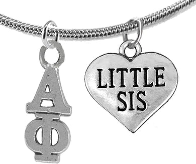Alpha Phi Little Sister, Hypoallergenic Safe Adjustable Fits Anyone Licensed Sorority Jewelry Manufacturer