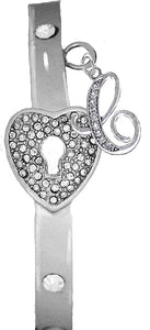 It Really Locks!, The Key To My Heart, "Initial C", Cuff Crystal Bracelet, Hypoallergenic, Safe-Nickel, Lead, Free