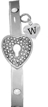 It Really Locks!, The Key To My Heart, "Initial W ", Cuff Crystal Bracelet, Hypoallergenic, Safe-Nickel, Lead, Free