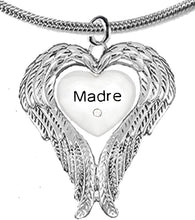 Guardian Angel, Heart (Love) Shaped Wings, Madre Crystal Necklace, Adjustable, Hypoallergenic, Safe-Nickel, Lead, Free