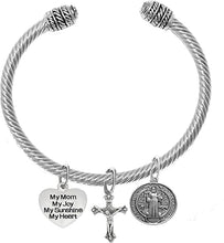 Saint Benedict Protective Charm, My Mom, My Joy, Crucifix, My Sunshine, My Heart, And Prayer, Protect Me From Harm, From Evil, From The Devil Adjustable Bracelet Nickle, Lead, Cadmium Free