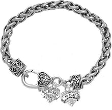 Mom, Genuine Smoke Crystal Blessed Heart And Genuine Crystal Mom Heart, Bracelet, Hypoallergenic, Safe-Nickel, Lead, Free