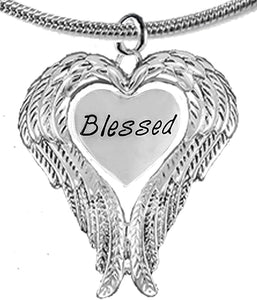 Guardian Angel, Heart (Love) Shaped Wings, Blessed Necklace, Adjustable, Hypoallergenic, Safe-Nickel, Lead, Free