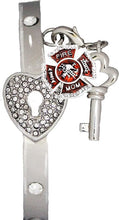 Firefighter's Mom, The Key to My Heart Cuff Crystal Bracelet, It Really Locks! Hypoallergenic, Safe-Nickel, Lead, Free