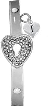 It Really Locks!, The Key To My Heart, "Initial I ", Cuff Crystal Bracelet, Hypoallergenic, Safe-Nickel, Lead, Free