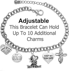 Marine, My Son, God Has You In His Arms And I Have You In My Heart,Genuine Crystal Cross, Adjustable, Hypoallergenic Safe, No Nickel, Lead, Or Poisonous Cadmium In Bracelet