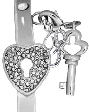 It Really Locks!, The Key To My Heart, "Initial P", Cuff Crystal Bracelet, Hypoallergenic, Safe-Nickel, Lead, Free