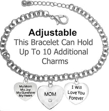 Mom, "My Mom, My Joy, My Sunshine, My Heart, Crystal Mom, I will Love You Forever Bracelet, Hypoallergenic, Safe-Nickel, Lead, Free