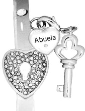 Message Bracelet, Abuela, The Key to My Heart Genuine Crystal Braceletl It Really Locks! Hypoallergenic, Safe-Nickel, Lead, Free