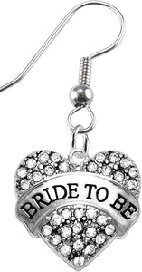 Bride To Be To Be Crystal Heart Earrings, Safe-Hypoallergenic, Nickel, Lead & Cadmium Free!