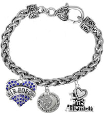 Air Force, I Love You to The Moon and Back, I Love My Airman, Adjustable Bracelet, Hypoallergenic, Safe-Nickel, Lead, Cadmium Free