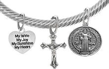 Saint Benedict Protective Charm, My Wife, My Joy, Crucifix, My Sunshine, My Heart, And Prayer, Protect Me From Harm, From Evil, From The Devil Adjustable Bracelet Nickle, Lead, Cadmium Free